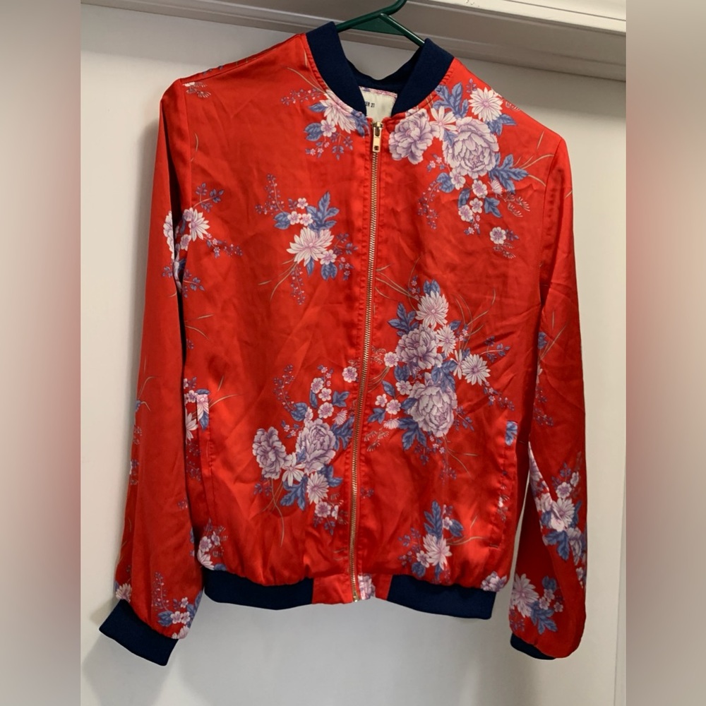 Floral satin bomber jacket